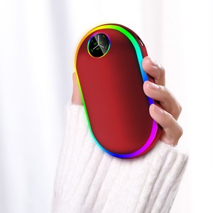레인보우 충전식 전기 손난로 보조배터리 7800mAh 온도 확인 가능, LED레드