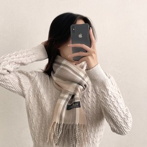 유기견후원 체크 니트 남녀공용 커플 롱 머플러 목도리