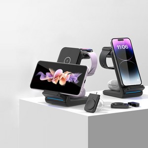 갤럭시워치 애플워치 15W 3in1 고속 무선충전기 YMQ71WD, 블랙, 1개