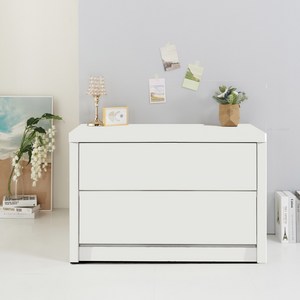 고래가구 트리 1000 와이드서랍장 2단 이케아 빅서랍장, 오크화이트