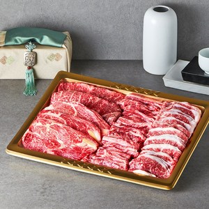 [미쓰하누]1++(9)한우 선물세트 구이800g 등심 채끝 갈비살 차돌박이 패밀리A, 패밀리A 선물세트, 기본선물포장, 1개