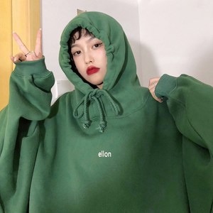 엘론 미니 레터링 기모 후드티