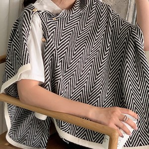 더설렌 니트 단추 망토숄 가디건숄 헤링본 블랙