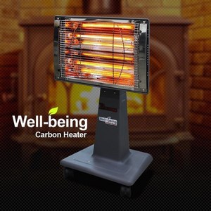 대형 전기 난로 웰빙 2단 석영관 카본 히터 벽걸이/스탠드형 _공업 산업 업소용, 2단 석영관 이동형 300_다크그레이