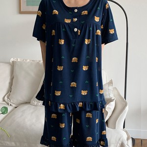 MUGIO 쿨링 여름잠옷 시원한 냉감 여성 상하세트