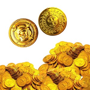 보물상자 금화100개 은화100개 모형 장난감코인, 골드보물상자