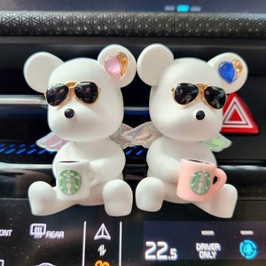 힐링센트 곰돌이 4종 석고방향제 차량용방향제 세트, 레몬라벤더향, 옵션 B 세트