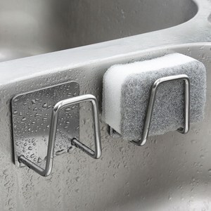 수세미랙 스텐걸이대 무타공거치대 부착형, 블랙1P, 1개