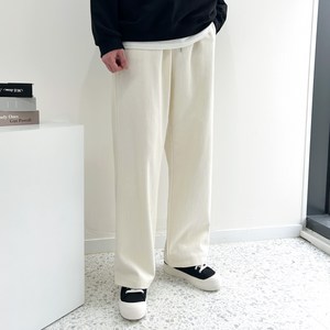 홈인박스 남성용 허리 밴딩 골지 면 와이드 바지 팬츠