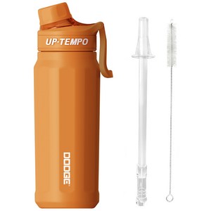 블랙스미스에어펌프 닷지 빨대 텀블러 670ml + 빨대세척솔 세트, 오렌지, 오렌지 1세트, 1세트