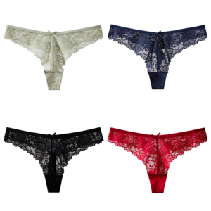 Gelaiensi 여성용 컴포트 섹시 팬티 섹시 레이스 메쉬 삼각 편안하고 시원한 색상 다양 4종 세트