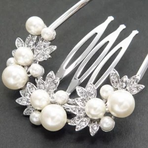 [mcb-best29 - 싸리진주] 보석 진주 스톤 / 긴머리 반묶음 웨딩 혼주 한복 뒤꽂이 올림 똥머리 당고 소라 만두 헤어 스타일 방법 머리 장식 결혼식 돌잔치 하객 빗핀 U자 비녀