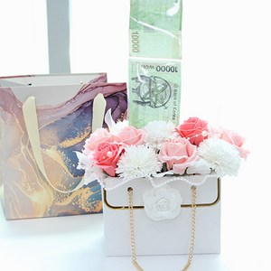 어버이날 카네이션 반전 용돈박스 선물 돈나오는, 1.화이트카네이션 화이트백, 1개