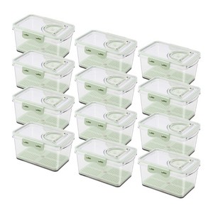 아이이피 다이얼 멀티 밀폐용기 1.35L 3개 1세트 3.3L 2개 1세트, 투명그린