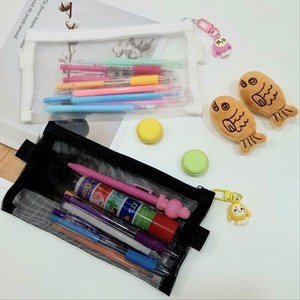 메쉬 필통 붕어빵 계란 키링 화장품 파우치, 블랙S, 1개추가, 추가안할게요