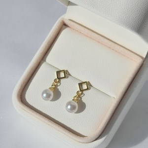 러브엘렌 925실버 스퀘어귀걸이 진주귀걸이