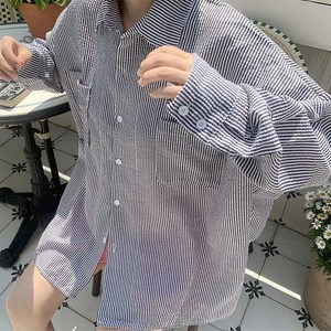 애플망고샵 빅사이즈 여름 시원한 지지미남방 긴팔 셔츠 박시한 오버핏 지짐블라우스