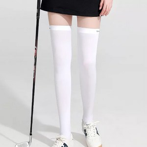 여성 여름 자외선차단 쿨링스타킹 /다리가 길어보이는 오버니삭스 /골프 테니스 등산, 화이트