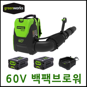 그린웍스 낙엽청소기 60v 백팩 브로워 제설기 무선송풍기, 선택5 본체+고속충전기+60v 5Ah배터리 2개, 1개