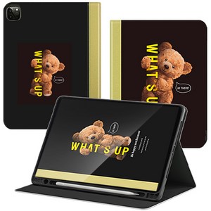 TaVely 아이패드 케이스 애플펜슬수납 스마트커버, [북커버] WHAT'S UP
