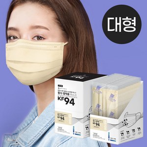 KF94 덴탈 마스크 대형 중형 연베이지 베이지 국산 위생지퍼백 퓨린스케이, 94BG-3L_대형_연베이지_30매_개별포장, 베이지