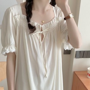 [러빙리] 안느 여름 여성 반팔 원피스 잠옷 홈웨어 파자마세트