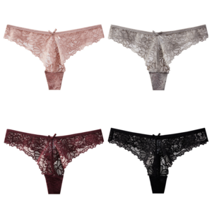 Gelaiensi 여성용 컴포트 섹시 팬티 섹시 레이스 메쉬 삼각 편안하고 시원한 색상 다양 4종 세트