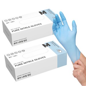 어니우니 니트릴장갑 식품용, 블루, 중(M), 2개