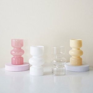 밀키 웨이브 글라스 빈티지 화병 인테리어소품, 투명