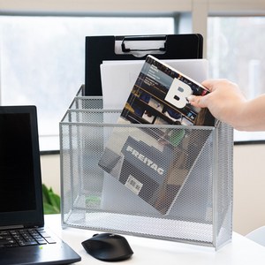 벨로브 서류정리함 A4 벽걸이 수납정리함 책꽂이 서류 트레이 보관함, 실버