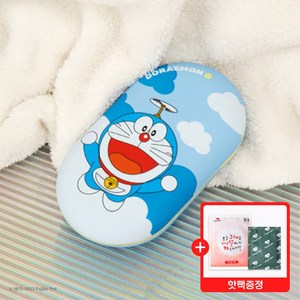 (핫팩증정)손난로보조배터리 양면발열손난로 충전식손난로 캐릭터손난로 디즈니손난로 산리오손난로 미니언즈손난로 도라에몽손난로 쿠로미손난로 푸손난로 usb충전용, 도라에몽손난로-하늘(핫팩증정)