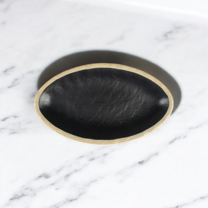 앤틱블랙 돌무늬 좁은타원 멜라민 메인 앞접시 일식 플레이팅 업소용 접시