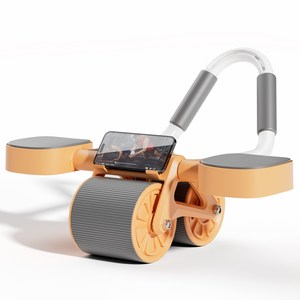 Mainwork 리바운드 무소음 AB 슬라이드 롤 아웃 복근 코어 강화 ab 파워휠 롤러 홈트 운동기구 + 프리미엄 무릎패드, 오렌지