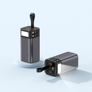 PYHO 캠핑용 LED조명 보조배터리 20000mAh 일체형 멀티단자 휴대용충전기 HC001, 블랙