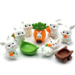 포레스 테라리움 미니피규어 카페장식 인테리어 소품 미니어처 9종 세트, 토끼농장