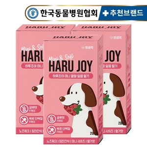 펫생각 하루조이 미니말랑 저칼로리 달콤딸기 노즈워크 강아지 간식 다이어트 칭찬 보상 교육 훈련용 대용량 간식, 3개, 200g
