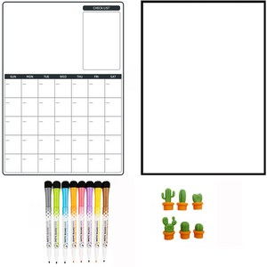 맑음충전소 냉장고 자석 스케줄보드 화이트 B 무지화이트 마카8종 선인장6종 1세트