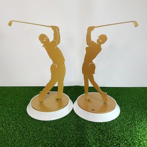 골프장식품 골프모형 조형물 골프트로피 골드색 크기25cm 남녀 셋트