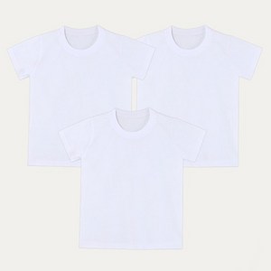 아동 반팔 30수라운드 백색 3장세트 무지티 남아 여아 키즈 가족 행사티셔츠