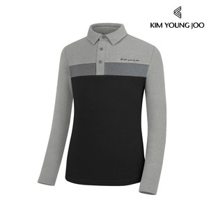 김영주 남성 캐인 배색 카라 마이크로 극세사 기모 티셔츠 / 남자 골프 등산 스판 겨울 긴팔티