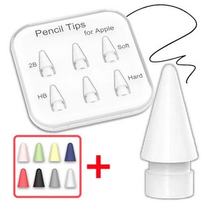 아이패드 애플펜슬 펜촉 1/2/3세대 프로 USB-C타입 호환 HB 2B 펜촉 세트 케이스나라, 1세트, 화이트(HB 3개+2B 3개)