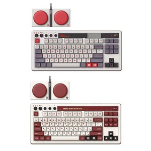 8BitDo 레트로 기계식 유무선 블루투스 키보드 게이밍 핫스왑 87키 듀얼슈퍼버튼포함, 그레이, 텐키리스
