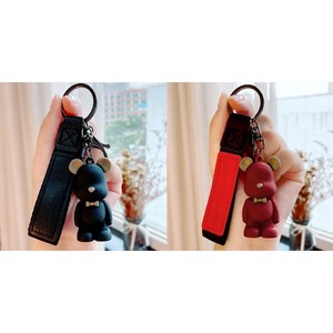 아옴 귀욤뽀짝 베어 키홀더 2P, 블랙+레드