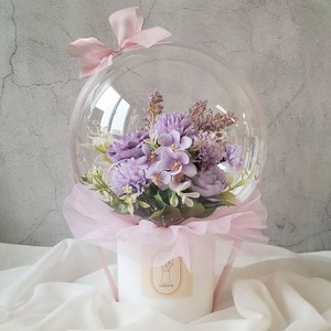 수비니샵 꽃풍선 레터링풍선 풍선꽃다발 용돈박스 기념일 졸업 환갑 칠순 어버이날 카네이션, 퍼플믹스, 원형화분형, 추가없음
