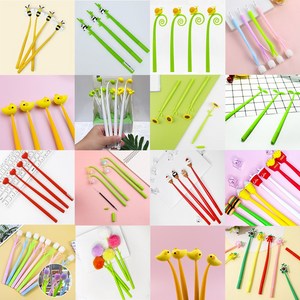 실리콘 볼펜 모음 펜 캐릭터 귀여운 중성 펜 인쇄가능, 1개, [인쇄-미포함]솜사탕꽃볼펜