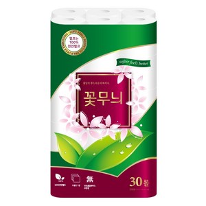 한아름산업 천연펄프 꽃무늬 화장지 3겹 30m, 1팩, 30롤