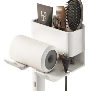 디티그린 무타공 강력 접착 수납형 드라이기 거치대 걸이 홀더, 매트화이트, 1개