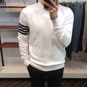 로니제이 빅사이즈 캐시미어 스판 배색 라운드 니트