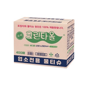 유한 그린텍 / 크린타올 물수건 / 1박스 400개 / 업소용 대용량 / 식당용 일회용 물수건 / 삼정 / 물티슈, 400개입, 1개