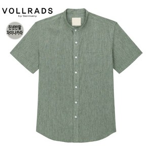 볼란츠옴므 VOLLRADS폴라츠 린넨반팔 루즈핏 그린 차이나카라 솔리드셔츠